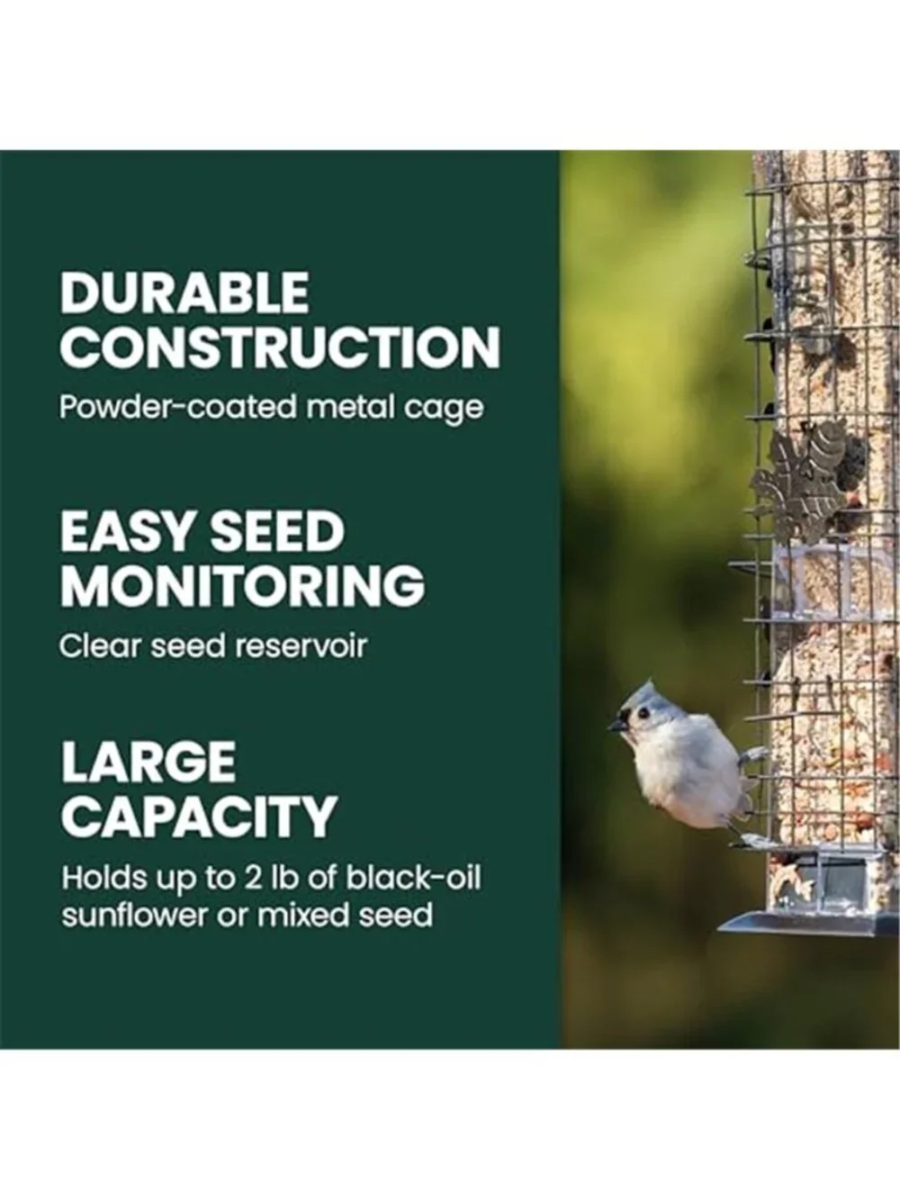 Squirrel-Be-Gone Squirrel Proof Bird Feeder, 2LB, Outdoor Wild Bird Feeder